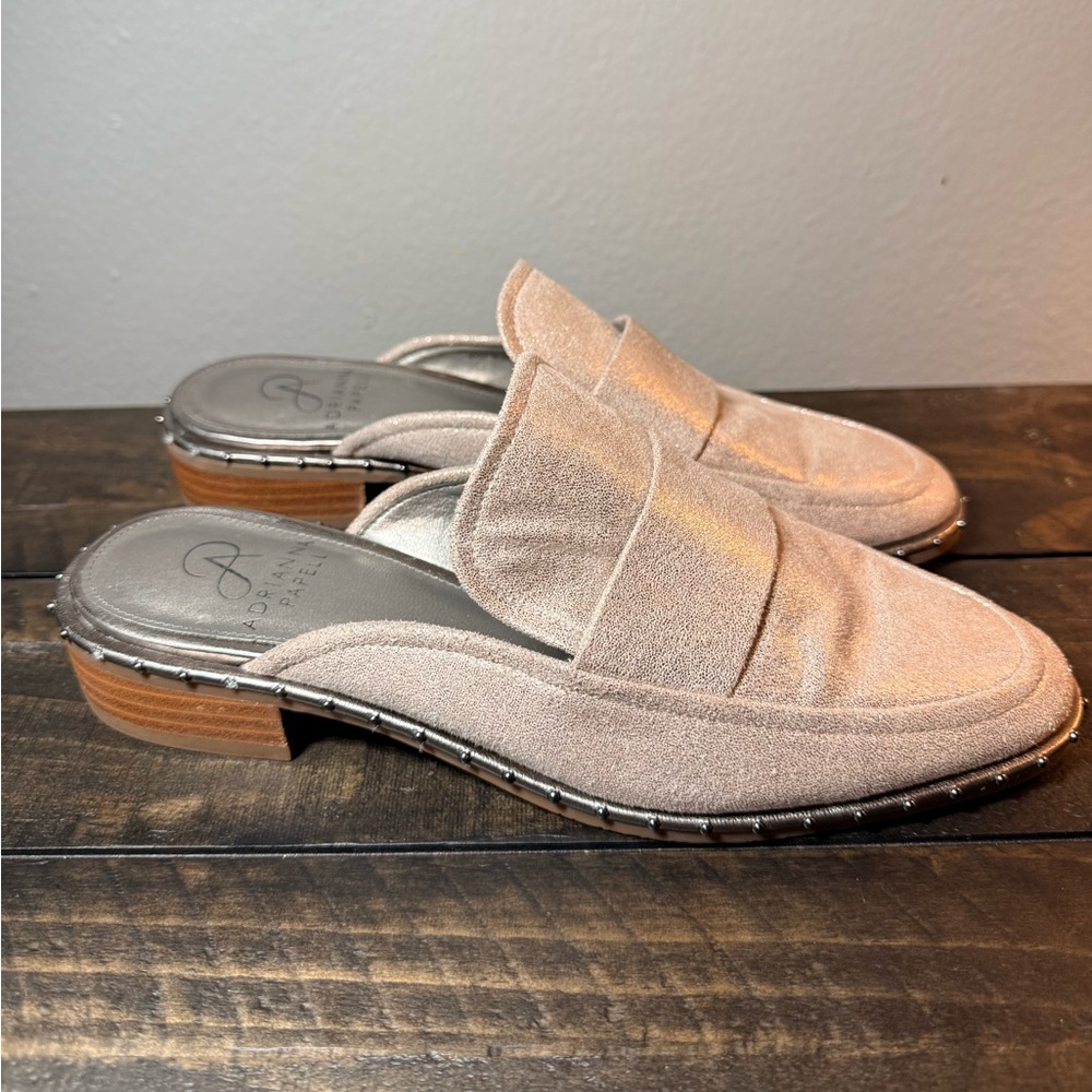 Adrianna Papell Women's Shoes Maddie Mules Slides Studded Champagne Size 6